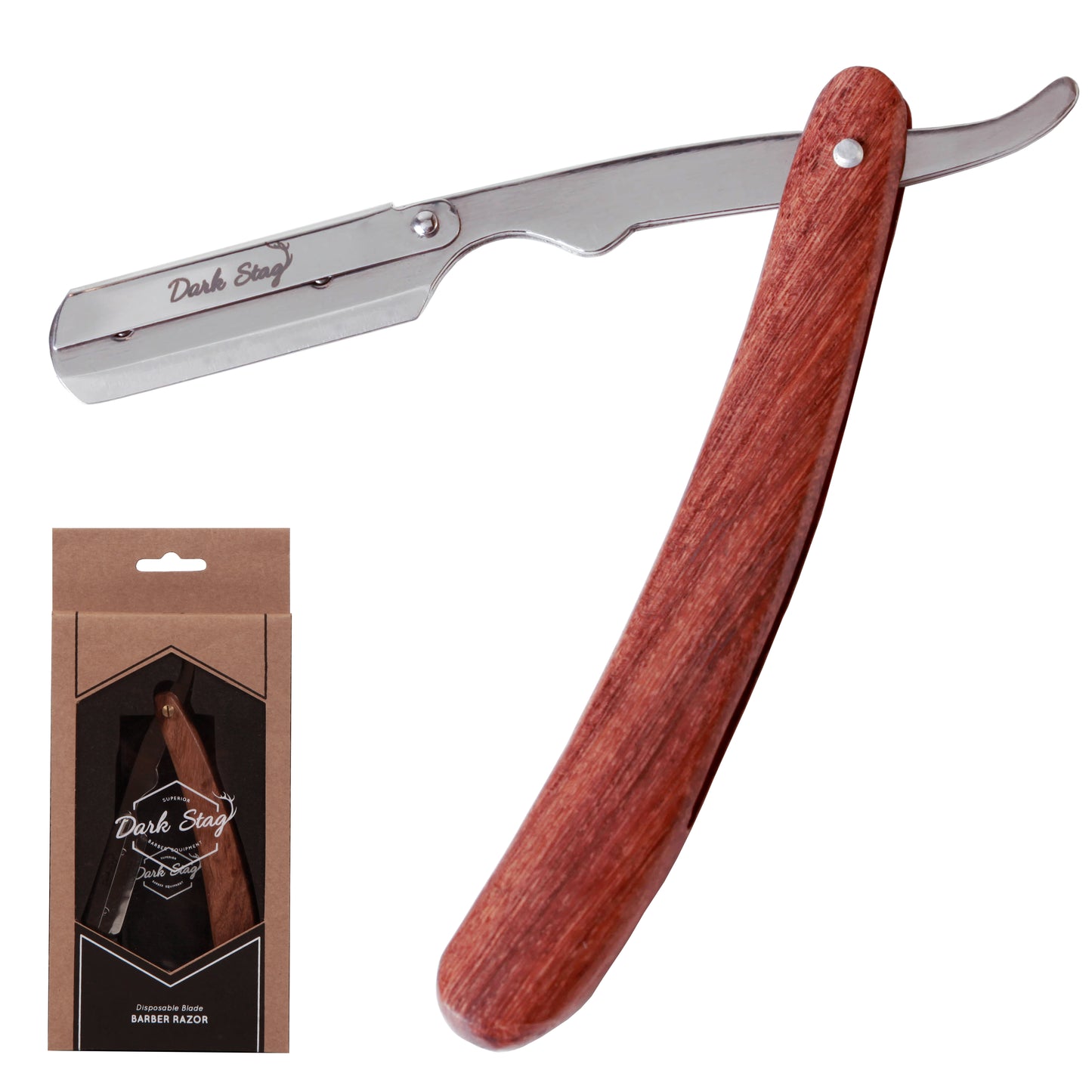 DARK STAG STRAIGHT RAZOR WOODEN HANDLE